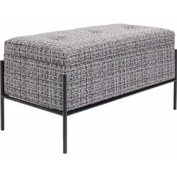 Kare Design Bank Buttons Storage, Schwarz/Weiß – Stilvolle Sitzbank mit Stauraum - Elegante Polsterbank mit praktischem Staufach, ideal für Flur, Esszimmer oder Schlafzimmer. Hochwertiger Strukturbezug und komfortable Sitzfläche für jeden Tag.