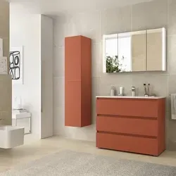 Schrank SPIRIT 1000 mit 3 Metallauszügen und Softeinzug in Terracotta - Modularer Badezimmer-Schrank mit 3 geräumigen Metallauszügen, praktischem Softeinzug und individueller Griffwahl. Ideal für stilvolle und funktionale Badezimmergestaltung.