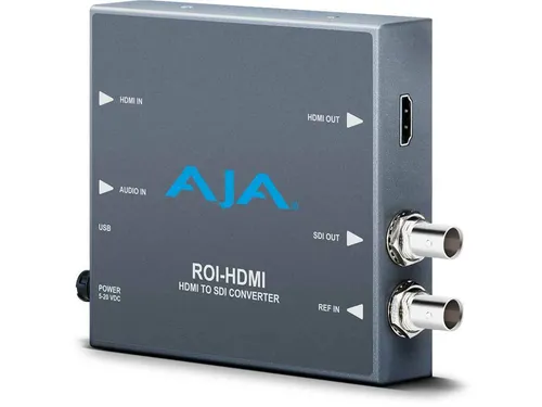AJA ROI-HDMI Mini-Converter HDMI to SDI - Converter, bietet ROI-Skalierung für optimale Bildqualität in professionellen Videoanwendungen.
