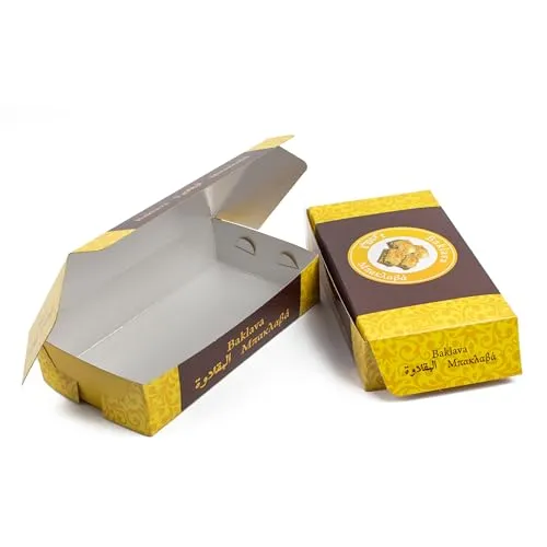 DayBays 100 Stk. Faltschachteln mit Druck für Baklava Box 500 gr. ca. 210×120 mm