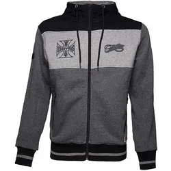 West Coast Choppers Kurzjacke Technical Hooded Jacket - Stylische Fleece-Kapuzenjacke aus Baumwoll-Polyester, mit einzigartigen Druckdesigns und exklusiven Abzeichen von Kimi Räikkönen und Jesse James – ideal für Fans und Modebewusste.