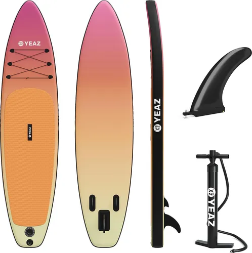 YEAZ SUP Board PARADISE BEACH - EXOTRACE - Vielseitiges Paddle-Board - Surfen & Kitesurfen, ideal für aufregende Trips ans Meer oder gemütliche Ausflüge an den See, mit robuster Cross-Drop-Stitch-Konstruktion für maximale Stabilität.