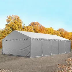 TOOLPORT 5x10 m Lagerzelt - PVC-Plane in grau mit Bodenrahmen - Gerätehäuser: Flexibles Lagerzelt in grau, 5x10m, mit robustem Bodenrahmen und UV-Schutz 50+. Ideal für saisonalen Einsatz und zusätzliche Stauraumlösungen.
