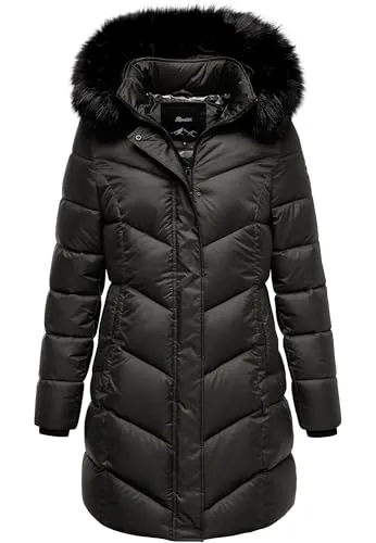 REPUBLIX Damen Gefütterte Dicke Glanz Winterjacke RJ-8020 Schwarz 3XL - Moderne Winterjacke von REPUBLIX mit eleganter Steppoptik. Der warme Kunstfellkragen schützt vor Kälte. Pflegeleicht und langlebig aus 100% Polyester. Praktische Details wie Reißverschluss und Taschen sorgen für Komfort. Erhältlich in 4 Farben.