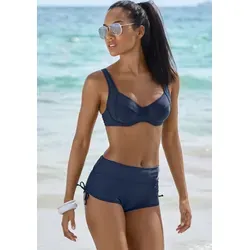 Bikini-Hotpants LASCANA, Damen, Gr. 36, Blau (marine) - Bademode mit seitlicher Raffung, wandelbar zur normalen Badehose. Hergestellt aus elastischem, recyceltem Polyamid für optimalen Tragekomfort.