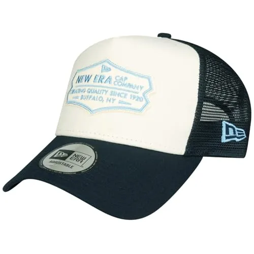 New Era Adjustable Trucker Cap - Retro Patch Navy/Chrome - Stylische A-Frame Trucker Cap mit verstellbarem Verschluss für perfekten Sitz und einzigartigen Retro-Style.