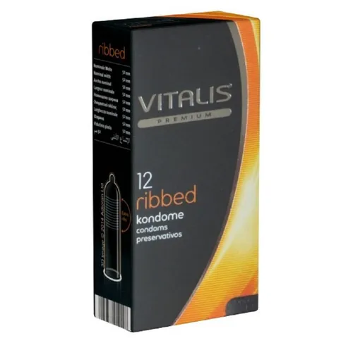 VITALIS Kondome PREMIUM Ribbed (Kondome mit Rippen) Packung mit, 12 St., Kondome für mehr Lust und mehr Stimulation, zuverlässig, sicher und angenehm im Gebrauch