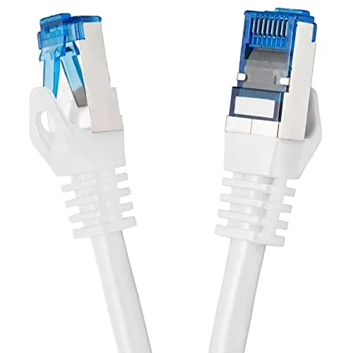 BIGtec 5m CAT.7 Patchkabel Netzwerkkabel Gigabit Patch DSL LAN Ethernet Kabel weiß Kupferkabel doppelt geschirmt (RJ45 Stecker Cat-7 S/FTP PIMF)
