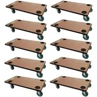 Mega Deal 10x Profi Transportroller mit 4 Rollen - 200kg Traglast - Materialtransporter mit robuster Sperrholzplatte und 360-Grad lenkbaren Gummirollen für müheloses Manövrieren in engen Räumen. Ideal für Umzüge und Heimwerkarbeiten!
