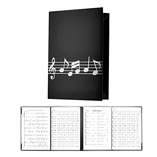 LAMEK Notenordner 4-seitig Aufklappbar, Faltbar und Schwarz - Notenblattordner für Klavier, Gitarre und Violine; zeigt 4 Seiten gleichzeitig an, schützt Ihre Musikpartituren und sorgt für Ordnung beim Spielen.