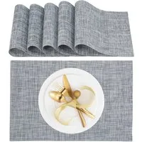 Relaxdays Tischset 6er Set Polyester/PVC Grau Abwaschbar 45 cm x 30 cm 80 g