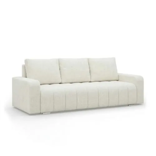ABRIELLE Sofa mit Schlaffunktion und Bettkasten - Schlafsofa in cremefarben mit modernem Design, ideal für Wohnzimmer oder Gästezimmer. Praktische Schlaffunktion und Bettzeugfach für mehr Ordnung und Komfort.