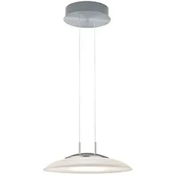 HELL höllisch gutes Licht LED-Pendelleuchte - Höhenverstellbar & Dimmbar - Hängeleuchte aus nickel matt Metall mit 42 x 150 cm und weißem Glas. Ideal für stimmungsvolle Beleuchtung, höhenverstellbar und dimmbar über Touchsensor.