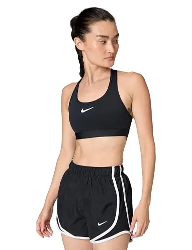 Nike Damen Swoosh Medium Support Padded Sports Bra schwarz - Funktionsunterwäsche mit Dri-FIT-Technologie für trockenen Tragekomfort, eingenähte Polster für rutschfesten Halt und optimale Bewegungsfreiheit beim Workout.