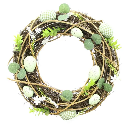 Dekoleidenschaft Dekokranz Frühlingsgrün Ø 34 cm - Dekorative Kränze mit naturbelassenem Reisig und frühlingshaften Ostereiern, ideal für festliche Anlässe und saisonale Dekoration.