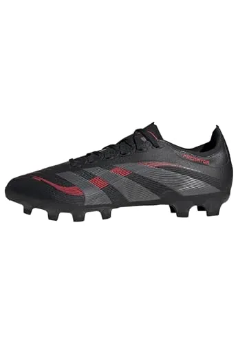 Adidas Unisex Predator League Fußballschuhe, Core Black/Grey Four/Lucid Red, 42 2/3 EU - Schnürschuhe mit Hybridfeel-Obermaterial und Gummilamellen für optimalen Grip auf Kunstrasen und Hartplätzen. Ideal für Spieler, die jederzeit die Kontrolle behalten möchten.