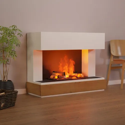 GLOW FIRE Elektrokamin 'Fontane' | Wasserdampf Kamin in Weiß - Stilvoller Elektrokamin für gemütliche Abende: Täuschend echte Flammen mit Opti-Myst Technologie. Flüsterleise und einfach zu bedienen, sorgt für ein behagliches Ambiente ohne Schmutz und Ruß.