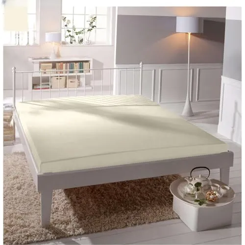 REDBEST Jersey-Stretch Spannbettlaken San Francisco 100% Baumwolle, Natur Größe 90x190 cm - 100x200 cm - weiche Qualität, bügelfrei, Rundumgummi, bis 20 cm Höhe
