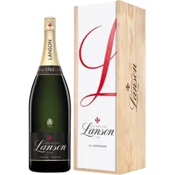 Jéroboam Champagner Lanson - Le Black Création in Holzkiste - Fruchtiger Lanson Champagner Black Label, elegant und kräftig nach 3 Jahren Reifung. Ideal für besondere Anlässe und ein echtes Geschmackserlebnis.