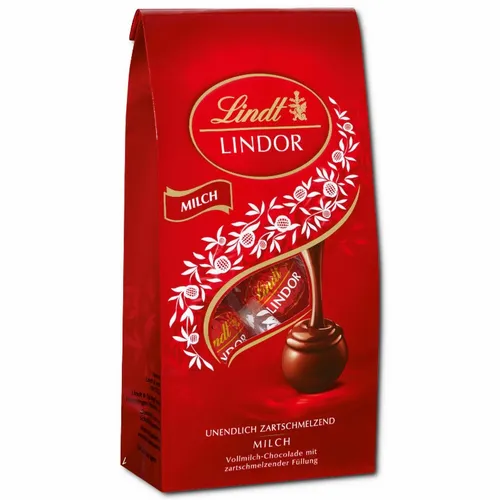 Lindt Lindor Kugeln Milch 137g - Feine Pralinen in Kugelform, ideal für alle Anlässe. Genießen Sie die zarte Schokolade in praktischer Beutelverpackung.