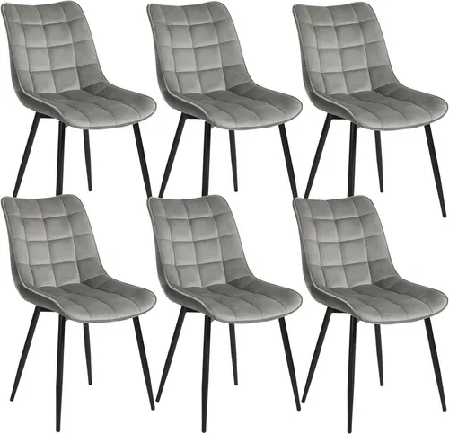 WOLTU Esszimmerstühle 6er Set - Bequeme Polsterstühle mit Rückenlehne - Esszimmerstühle aus strapazierfähigem Samt mit Metallbeinen, ideal für höchsten Komfort und Stabilität im Esszimmer, Wohnzimmer oder Home Office.