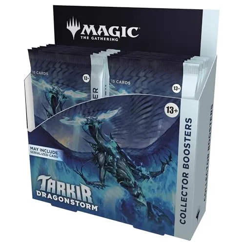 Magic: The Gathering Tarkir Dragonstorm Collector Booster Display (12 Packs) - Sammelkarten - Entdecke die epischen Drachenkämpfe in Tarkir mit 12 exklusiven Collector Boostern, randvoll mit seltenen Foil-Karten und limitierten Schätzen.