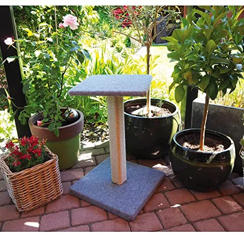 Clevercat Outdoormodell Terrasso Grey. Ideal für die überdachte Terrasse oder den Balkon. Outdoorkratzen für Ihren Stubentiger. Made in Germany