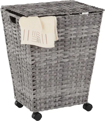 Home affaire Wäschekorb mit Rollen aus Polyrattan - Praktischer Wäschekorb mit Rollen, ideal für flexibles Wäschetransportieren in Schlafzimmer oder Badezimmer. Luftiges Design wertet Ihr Interieur auf.