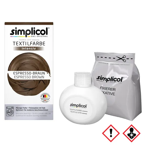 Simplicol Textilfarbe intensiv all in 1 Flüssig Espresso Braun - Textilfarbe für kreative Projekte, einfach in der Anwendung und sorgt für intensive Farbergebnisse auf verschiedenen Stoffen.