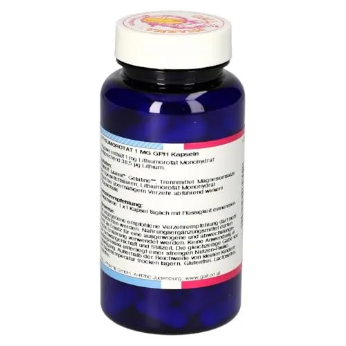Lithiumorotat 1 Mg Gph - 120 Kapseln - Arzneimittel zur Unterstützung der psychischen Gesundheit, rezeptfrei erhältlich und ideal für die langfristige Anwendung.