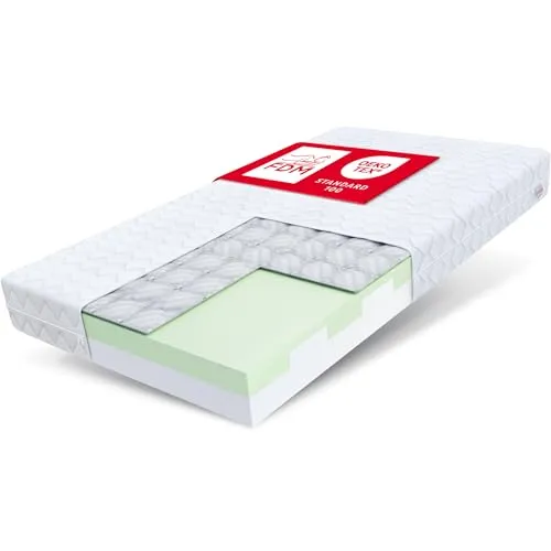 FDM Kindermatratze Paulo Bett Matratze Schaumstoff 80 x 180 cm Härtegrad H3 9 Zonen 16 cm Höhe Buchweizen Allergiker Geeignet Öko-Tex Weiß Polyurethan-Schaum