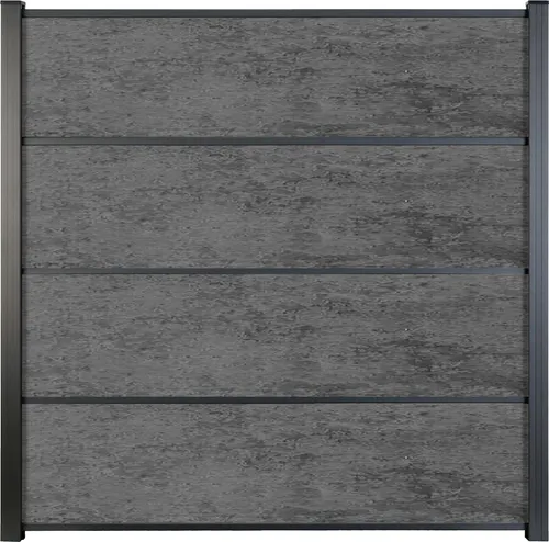 GroJa Premo Stecksystem ohne Pfosten 180 x 180 cm - Gartenzäune aus robustem Verbundwerkstoff, bietet effektiven Sichtschutz in elegantem Anthrazitgrau.