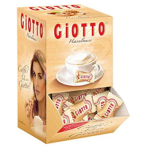 Giotto Kekse Haselnuss-Gebäckspezialität im Thekendispenser, 120 Stück - Gebäck u. Kekse, 120 einzeln verpackte Mini-Gebäckkugeln mit hochwertiger Haselnusscreme-Füllung (45%) – ideal für den Verkauf oder als Geschenk.
