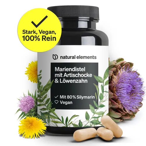 Mariendistel Artischocke Löwenzahn Komplex - 120 hochdosierte Kapseln - Nahrungsergänzungsmittel mit 80% Silymarin, vegan und ohne Magnesiumstearat. Unterstützt die Leberfunktion und ist in Deutschland produziert.