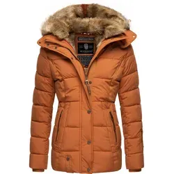 MARIKOO Damen Winterjacke mit Kunstfell Innenfutter - Funktionsjacken: Edle Steppjacke mit abnehmbarer Kapuze, wasserabweisend und kuscheligem Kunstfell - ideal für kalte Tage und stylische Auftritte.