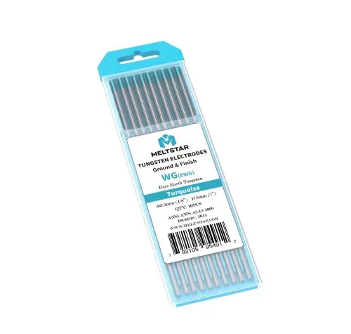 MELTSTAR WG20 Wolfram-Elektroden zum WIG-Schweißen mit seltenen Erden in Türkis, 10er-Pack (Türkis – Seltenerd-Mischung (EWG), Ø2.4 x 175 mm)
