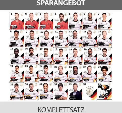CAGO EM 2020 REWE Sammelkarten - 1 Komplettsatz + Collect-it Sleeves Hüllen