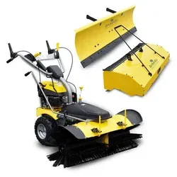 BAMATO Kehrmaschine KEM-1000 mit E-Start - Benzinbetriebene Kehrmaschine mit 4,8 kW Leistung und praktischem Sammelbehälter, ideal für effektives Kehren von Schnee und Schmutz.