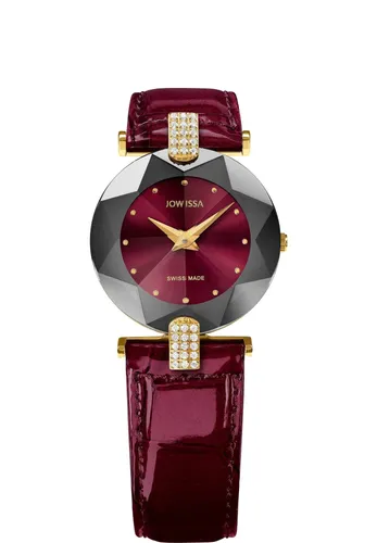 JOWISSA Schweizer Uhr Facett Strass - Elegante Schweizer Uhr mit Quarz-Antrieb und spritzwassergeschütztem Design, ideal für stilbewusste Frauen.