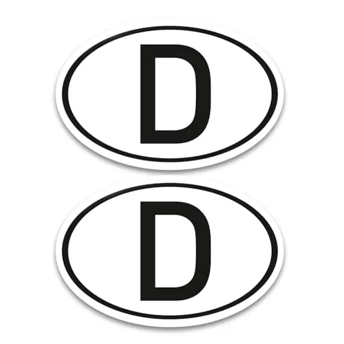 D Magnet Länderkennzeichen 2-er Set Deutschland Schwarz & Weiß - 17,5 x 11,5 cm DIN genormt - PKW LKW Wohnmobil Auto - verpflichtend außerhalb der EU - kfz760
