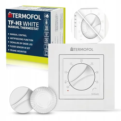 Termofol Heizungsthermostat TF-H3 - Heizkörperthermostat IP21 - Thermostat Fußbodenheizung - Thermostat für Heizfolie - Smart Home Gadgets - Thermostat Heizung - Smarthome - Weiß