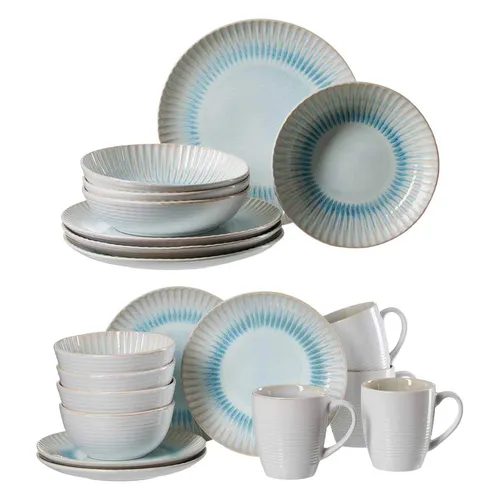 Ritzenhoff & Breker Kombiservice Mira 20er Set - 20-teiliges Kombiservice für 4 Personen, inspiriert von maritimem Design. Mit sanften Blau- und Sandtönen bringt es Urlaubsfeeling auf den Tisch und ist ideal für festliche Anlässe oder den täglichen Gebrauch.