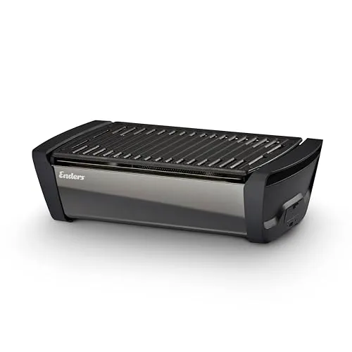 Enders Aurora Mirror raucharmer Tischgrill, mit Guss-Rost, Holzkohle-Grill, kleiner Grill, Balkon-Grill, Picknick-Grill, Camping-Grill, Grill mit Belüftung, black #1365