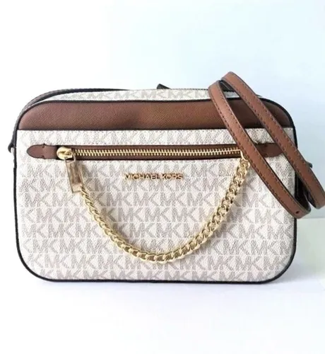 Michael Kors Jet Set Umhängetasche - Saffiano-Leder in Vanille, stilvoll und vielseitig mit verstellbarem Crossbody-Gurt