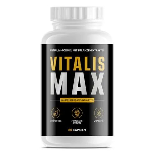 Vitalis MAX – Premium Pflanzenextrakt-Formel mit Guaraná, Grünem Tee, Himbeer Ketonen & Grünem Kaffee – 60 Kapseln