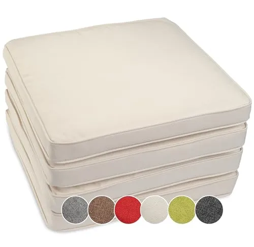 sunnypillow Stuhlkissen 4er Set BALI, Ecru - Stuhlkissen 4er Set, wasserdicht und UV-lichtecht, ideal für den Innen- und Außenbereich.