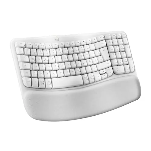 Logitech Wave Keys Off-White - Kabellose DE-Tastatur mit integriertem Nummernblock und Logi Bolt USB-Adapter für professionelles Arbeiten