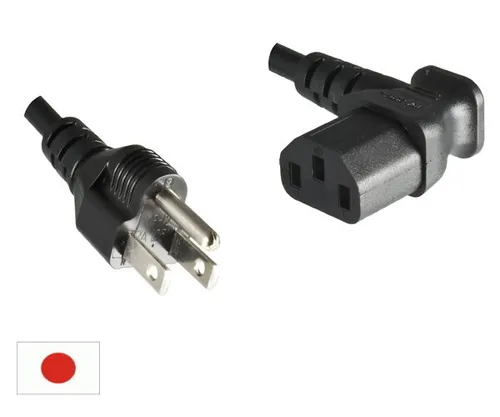 DINIC Netzkabel Japan Typ B auf C13 gewinkelt, JPN, schwarz, 1,8 m
