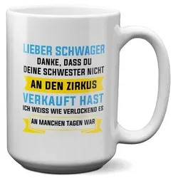 22Feels Tasse Schwager Geschenk Hochzeit Weihnachten Geburtstag -Deine Schwester-, Keramik, XL, Made In Germany, Spülmaschinenfest weiß