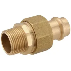 Press-Verschraubung flachdichtend aus Rotguss 18 mm - 1/2 Zoll AG - für Kupferrohre - DVGW-zertifiziert - für Presskontur V & M